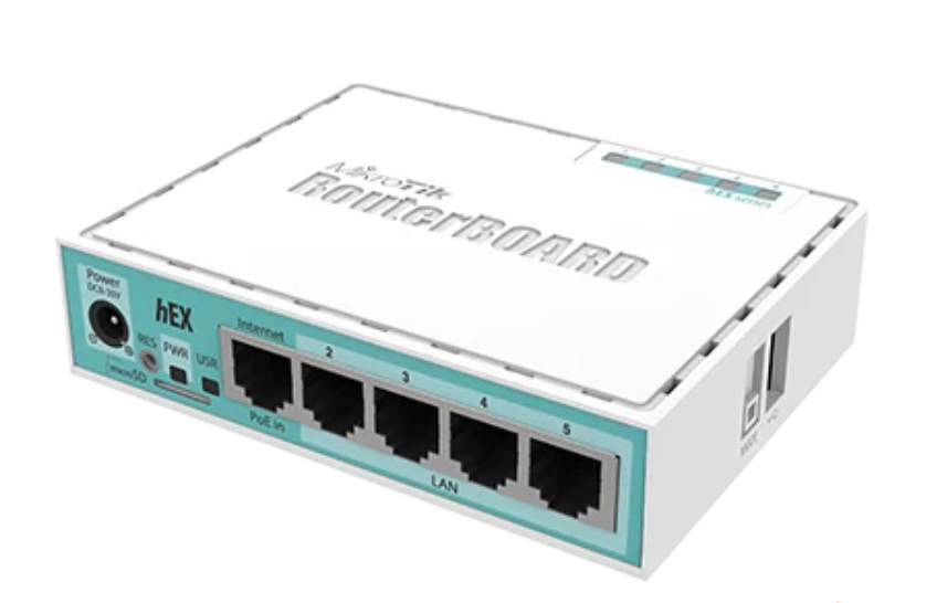 Kurulumda kullanılan MikroTik hEX router cihazı